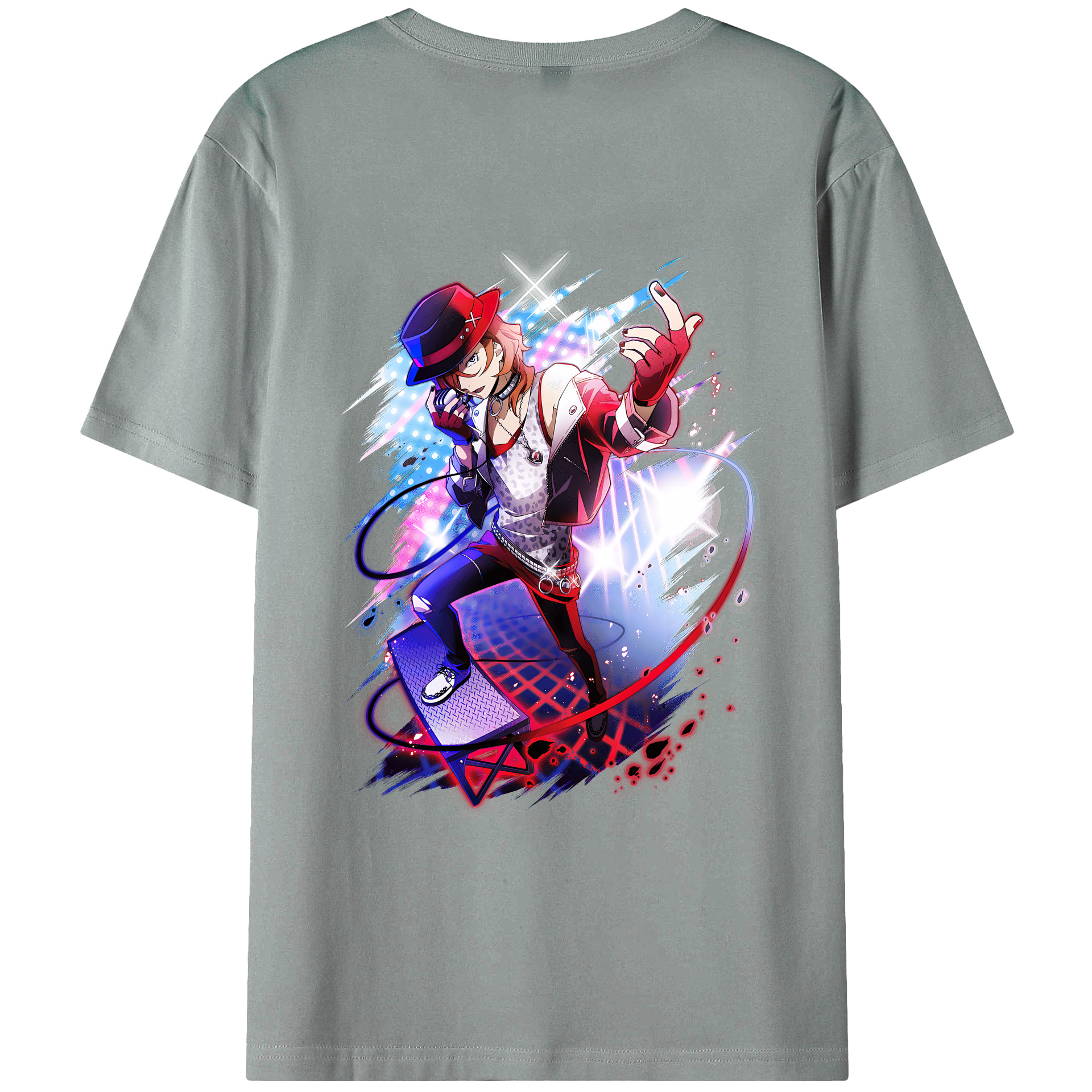 （画像用） 文豪ストレイドッグス Bungo Stray Dogs 綿100％ メンズ半袖Tシャツ（バックプリント） 通気性